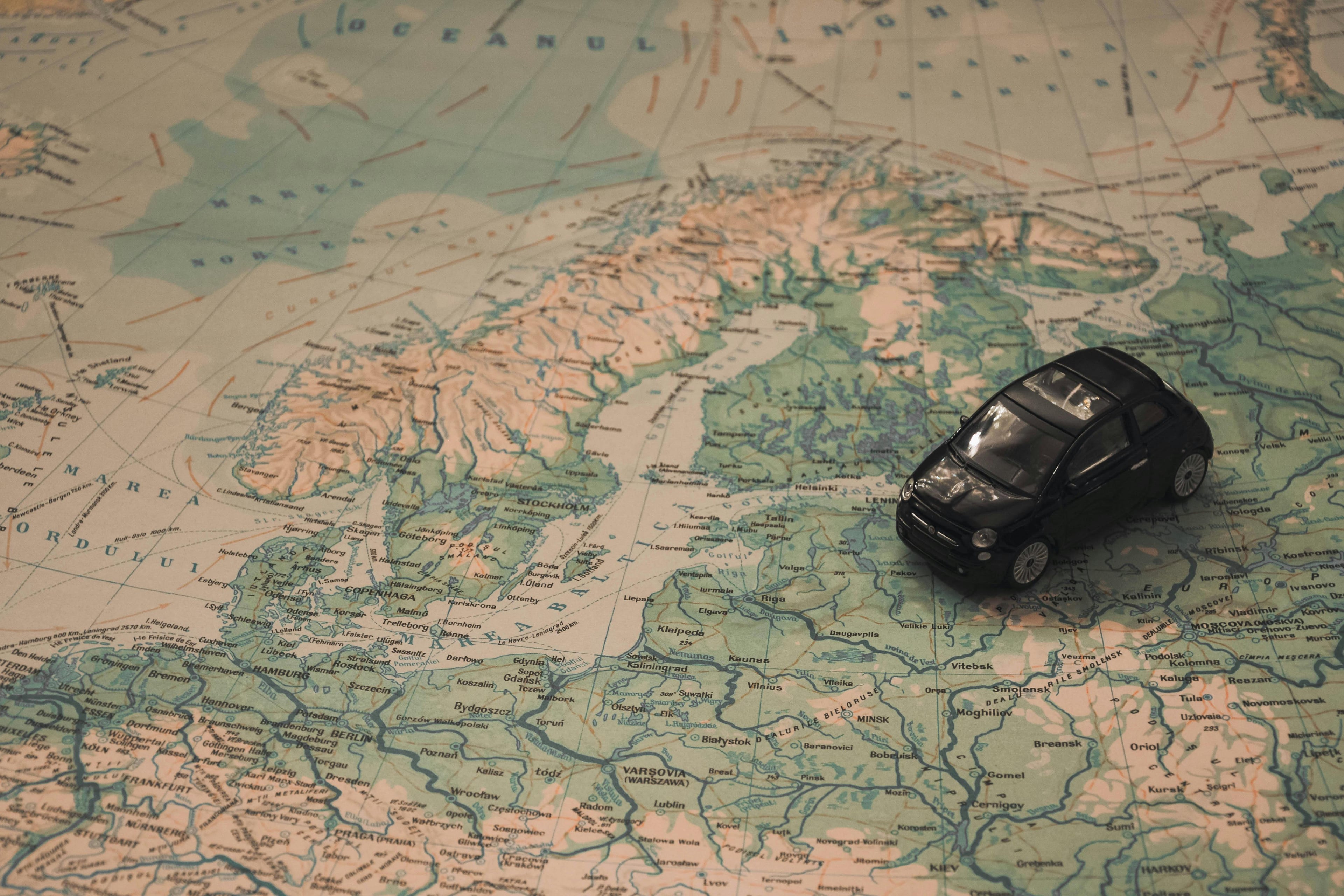 Map with a car on it
